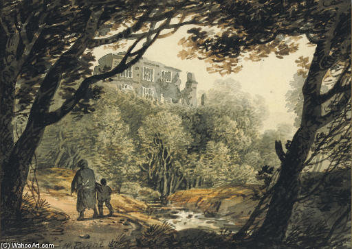 WikiOO.org - Enciklopedija dailės - Tapyba, meno kuriniai William Payne - View Of Bury Castle, Near Totnes, Devon