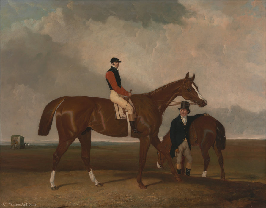 Wikioo.org - The Encyclopedia of Fine Arts - Painting, Artwork by Abraham Cooper - 'Elis' at Doncaster, Ridden by John Day, with his Van in the Background