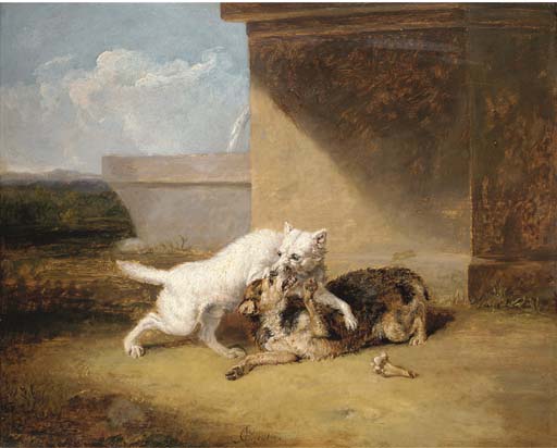 Wikioo.org - The Encyclopedia of Fine Arts - Painting, Artwork by Abraham Cooper - A Dog-fight