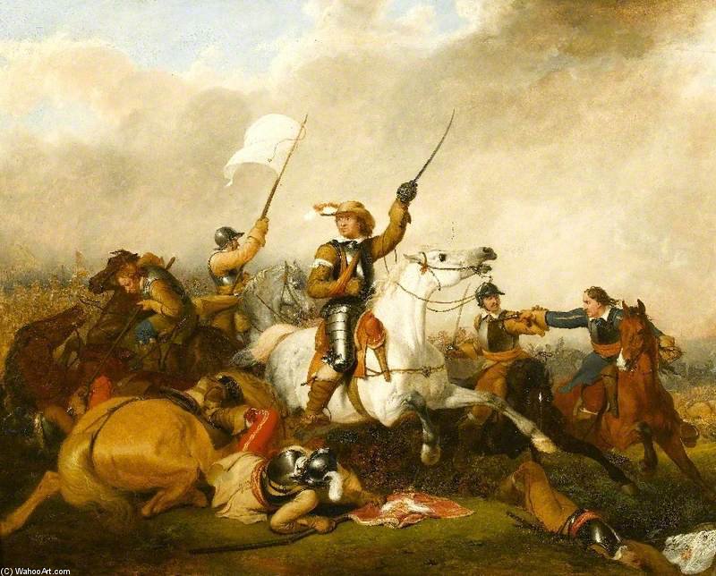 Wikioo.org - The Encyclopedia of Fine Arts - Painting, Artwork by Abraham Cooper - Oliver Cromwell At Marston Moor