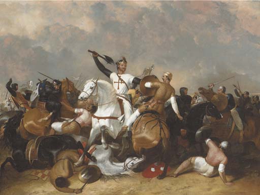 Wikioo.org - The Encyclopedia of Fine Arts - Painting, Artwork by Abraham Cooper - Richard I At The Battle Of Ascolan