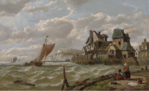 Wikioo.org - The Encyclopedia of Fine Arts - Painting, Artwork by Adolphus Knell - Running Down The Channel At Dusk