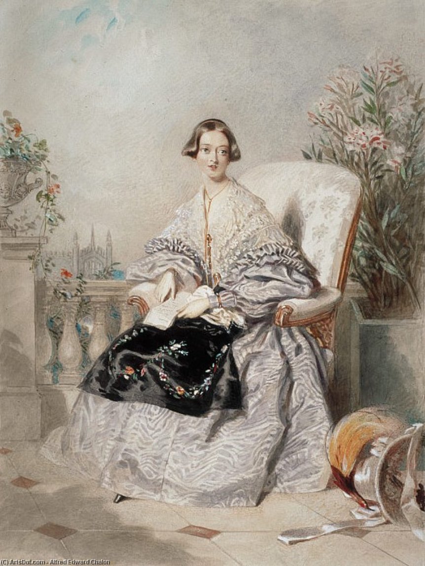 WikiOO.org - Güzel Sanatlar Ansiklopedisi - Resim, Resimler Alfred Edward Chalon - Queen Victoria -
