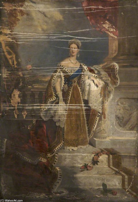 WikiOO.org - Encyclopedia of Fine Arts - Maleri, Artwork Alfred Edward Chalon - Queen Victoria, In Coronation Robes