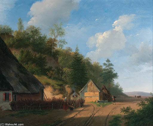 WikiOO.org - Enciclopedia of Fine Arts - Pictura, lucrări de artă Andreas Schelfhout - The Forester's House; At The Watermill