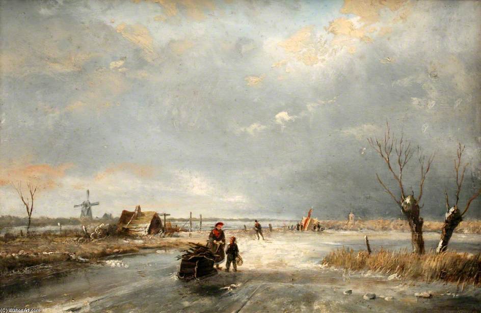 Wikioo.org - The Encyclopedia of Fine Arts - Painting, Artwork by Andreas Schelfhout - Winter Scene -