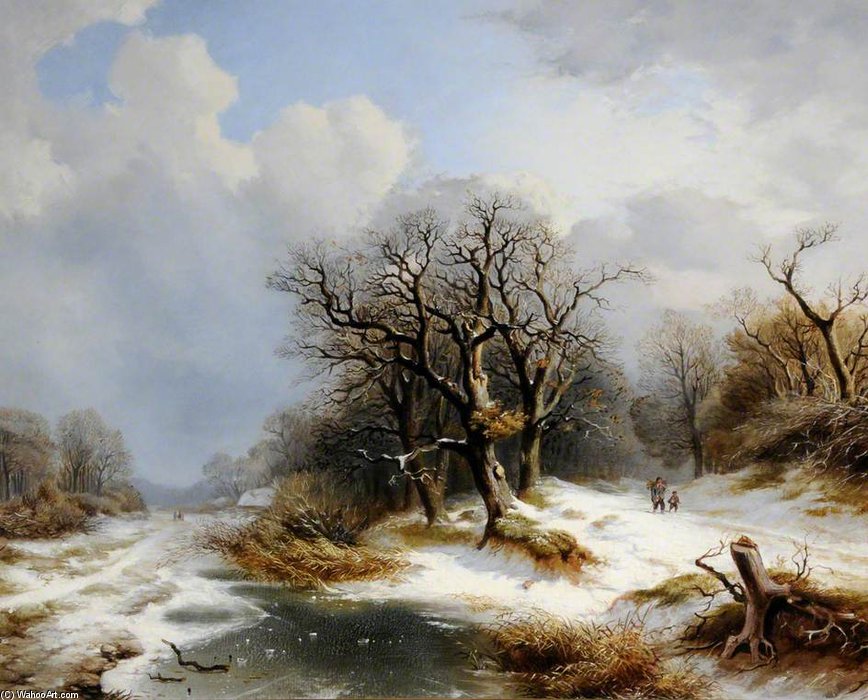 Wikioo.org - The Encyclopedia of Fine Arts - Painting, Artwork by Andreas Schelfhout - Winter Scene