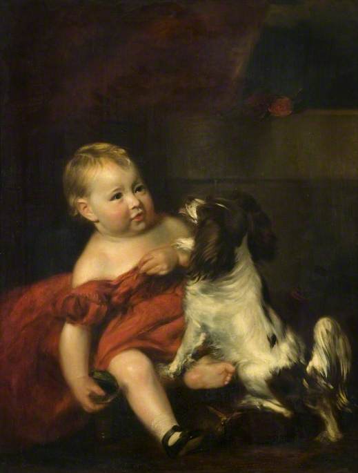 Wikioo.org - The Encyclopedia of Fine Arts - Painting, Artwork by Andrew Geddes - Child With A Spaniel