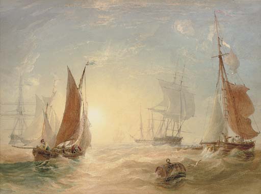 Wikioo.org - The Encyclopedia of Fine Arts - Painting, Artwork by Anthony Vandyke Copley Fielding - Crowded Waters At Dusk