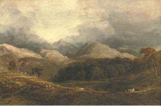 Wikioo.org - The Encyclopedia of Fine Arts - Painting, Artwork by Anthony Vandyke Copley Fielding - View From Pont Aberglaslyn Looking West Towards Moel Hebog And The Aberglaslyn Woods