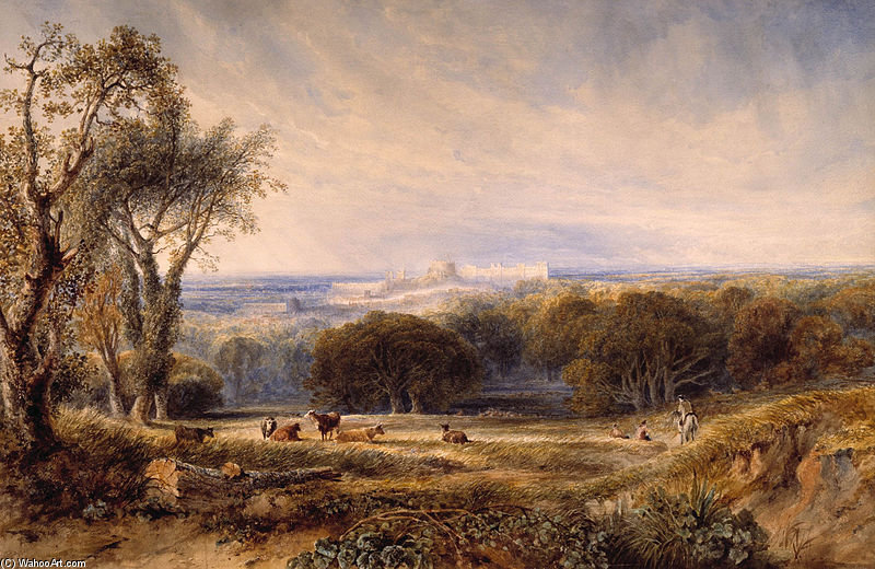 Wikioo.org - The Encyclopedia of Fine Arts - Painting, Artwork by Anthony Vandyke Copley Fielding - Windsor Castle From The Park