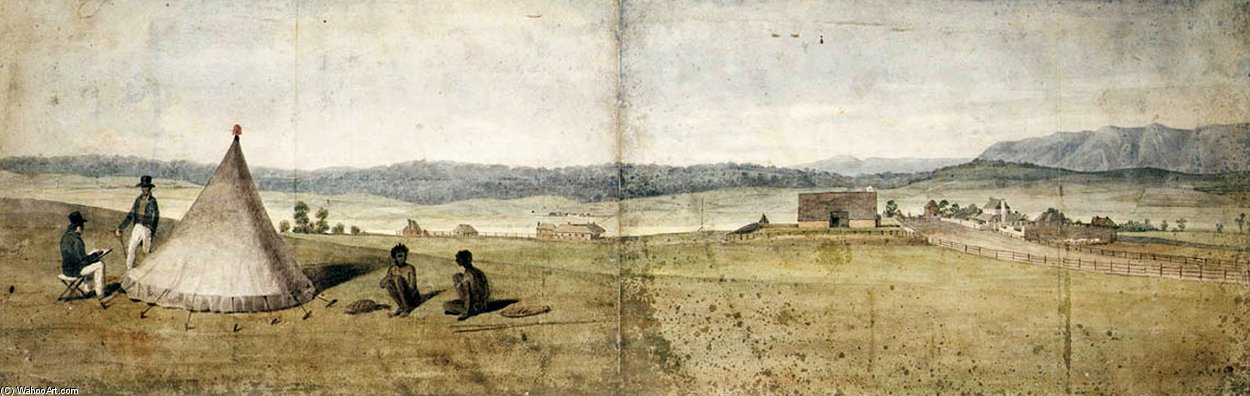 Wikioo.org - The Encyclopedia of Fine Arts - Painting, Artwork by Augustus Earle - Bathurst Plains And Settlement