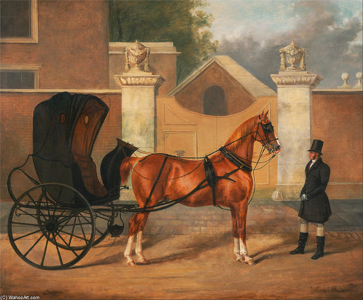 Wikioo.org - The Encyclopedia of Fine Arts - Painting, Artwork by Charles Hancock - Gentlemen's Carriages- A Cabriolet