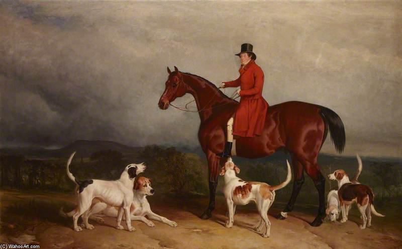 WikiOO.org - Encyclopedia of Fine Arts - Målning, konstverk Charles Hancock - James 'the Young Commodore' Watson, On A Hunter, With Hounds