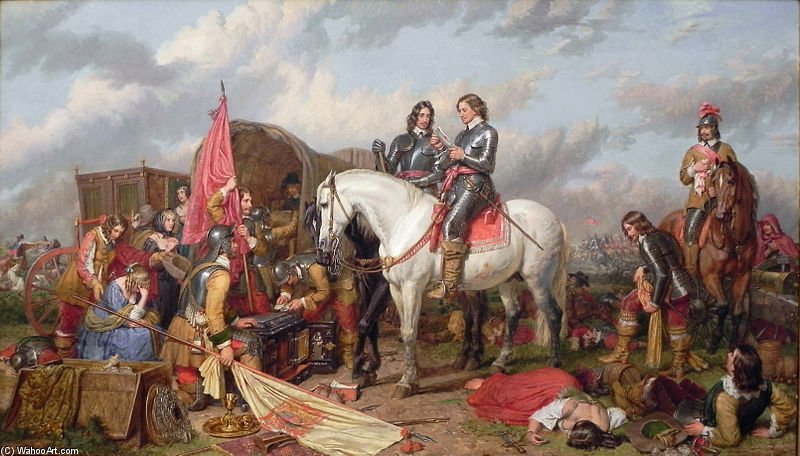 Wikoo.org - موسوعة الفنون الجميلة - اللوحة، العمل الفني Charles Landseer - Cromwell Battle Of Naseby