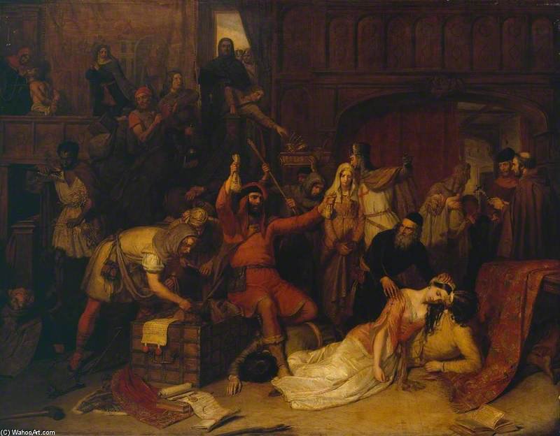 WikiOO.org - Encyclopedia of Fine Arts - Målning, konstverk Charles Landseer - The Pillaging Of A Jew's House In The Reign Of Richard I