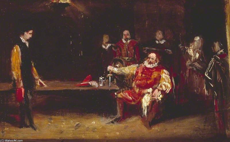 WikiOO.org - Encyclopedia of Fine Arts - Målning, konstverk Charles Robert Leslie - Falstaff Personating The King