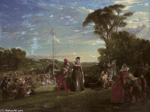 Wikioo.org – La Enciclopedia de las Bellas Artes - Pintura, Obras de arte de Charles Robert Leslie - puede día en el Reinado de la reina ELIZABETH