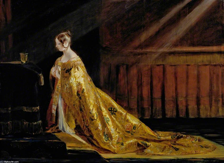 WikiOO.org - Encyclopedia of Fine Arts - Maleri, Artwork Charles Robert Leslie - Queen Victoria, In Her Coronation Robes