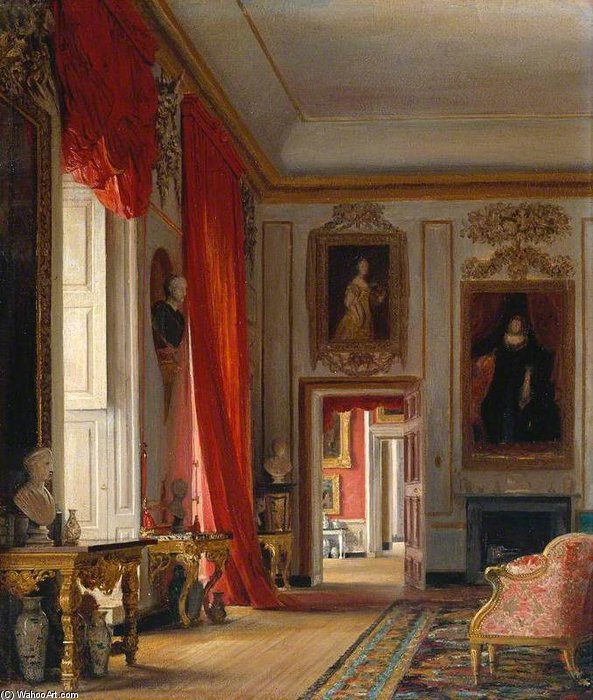 Wikioo.org - The Encyclopedia of Fine Arts - Painting, Artwork by Charles Robert Leslie - The Carved Room, Petworth House, Sussex