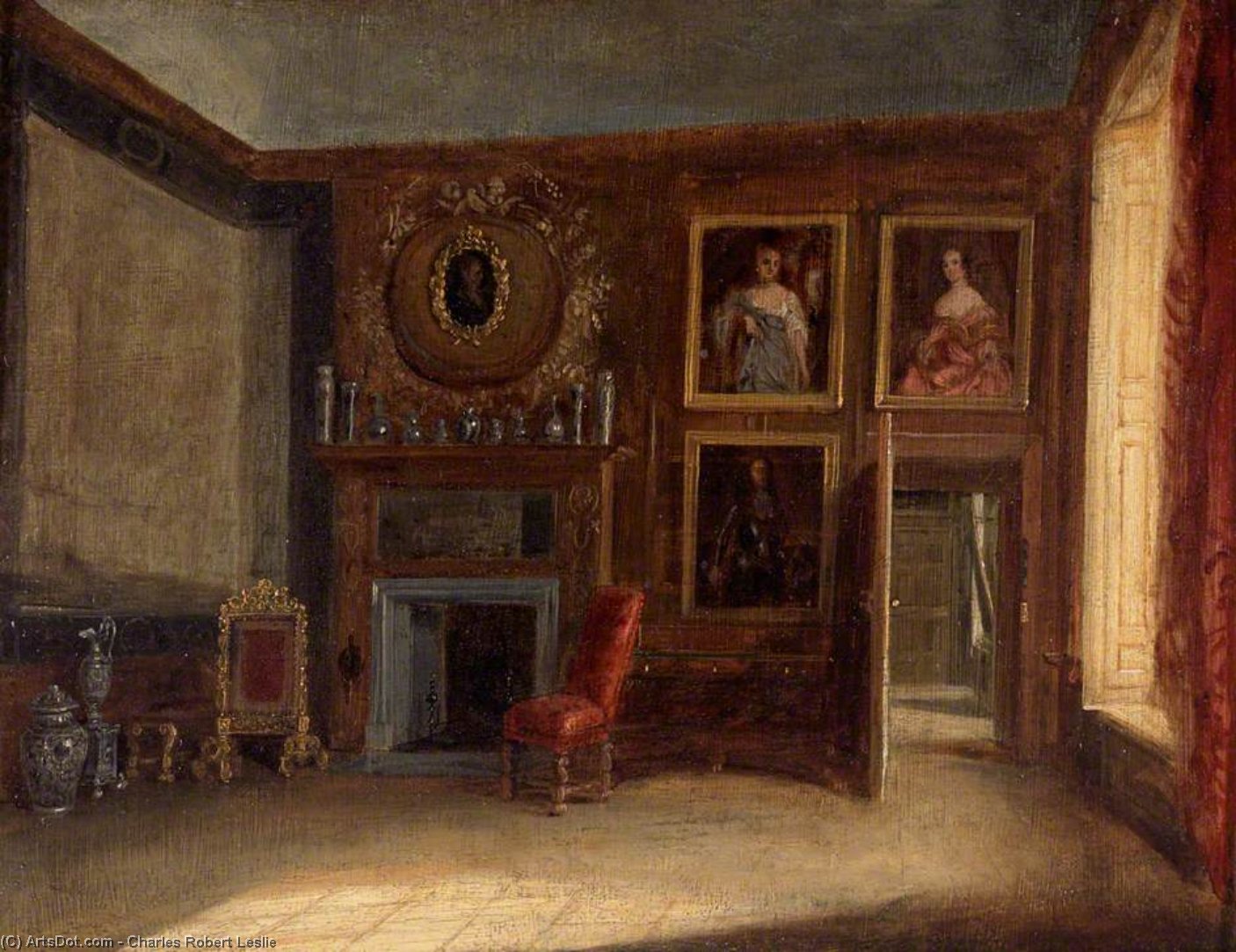 Wikioo.org - The Encyclopedia of Fine Arts - Painting, Artwork by Charles Robert Leslie - The Queen's Private Bedchamber, Hampton Court Palace
