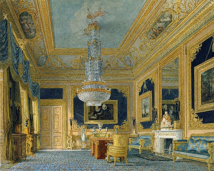 Wikioo.org - The Encyclopedia of Fine Arts - Painting, Artwork by Charles Wild - Carlton House, Blue Velvet Room