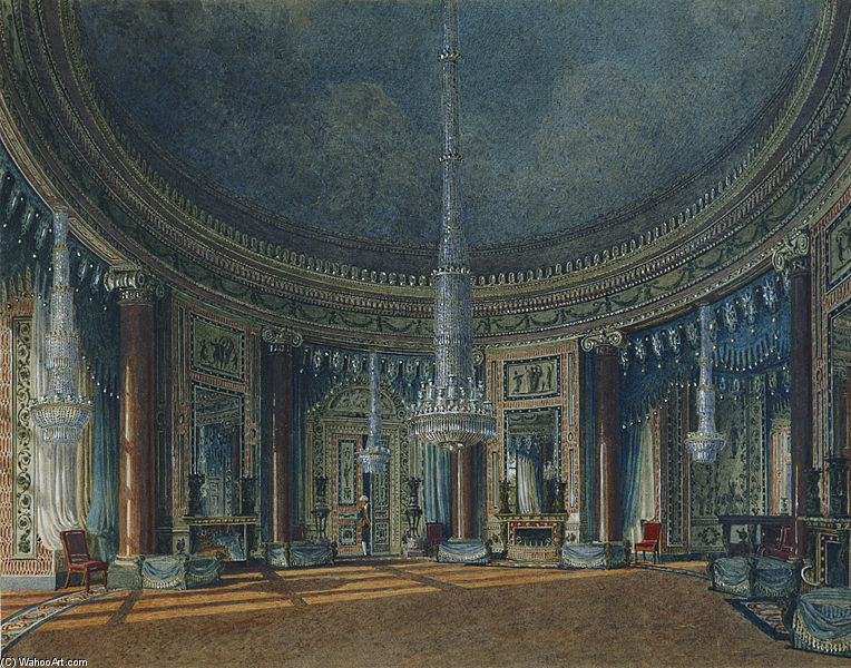 WikiOO.org - Encyclopedia of Fine Arts - Maleri, Artwork Charles Wild - Carlton House, Circular Room