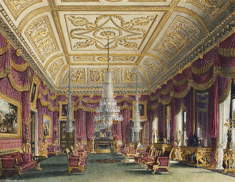 Wikioo.org - The Encyclopedia of Fine Arts - Painting, Artwork by Charles Wild - Carlton House, Crimson Drawing Room -