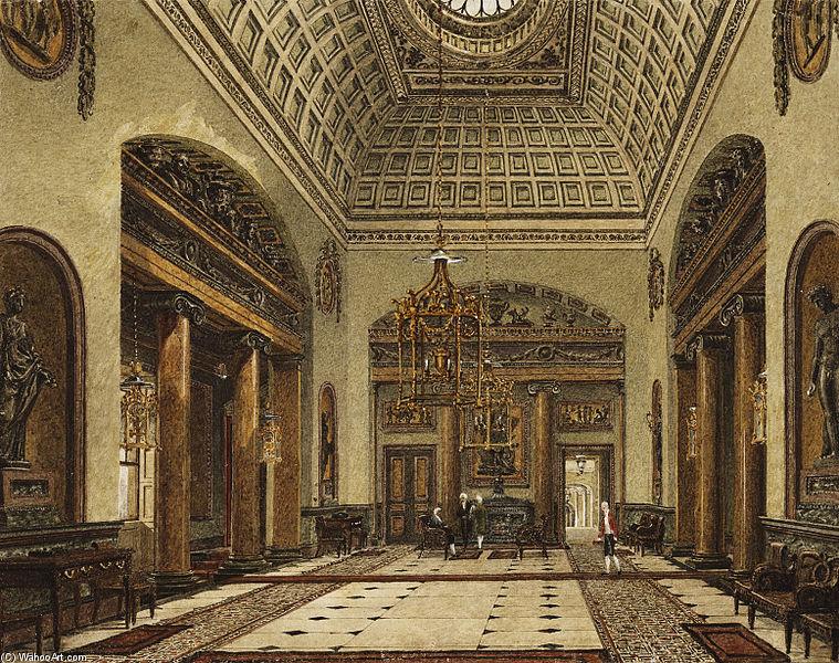 Wikioo.org - The Encyclopedia of Fine Arts - Painting, Artwork by Charles Wild - Carlton House, Entrance Hall