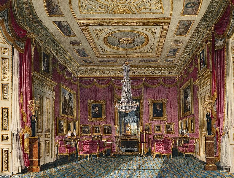 Wikioo.org - The Encyclopedia of Fine Arts - Painting, Artwork by Charles Wild - Carlton House, Rose Satin Drawing Room