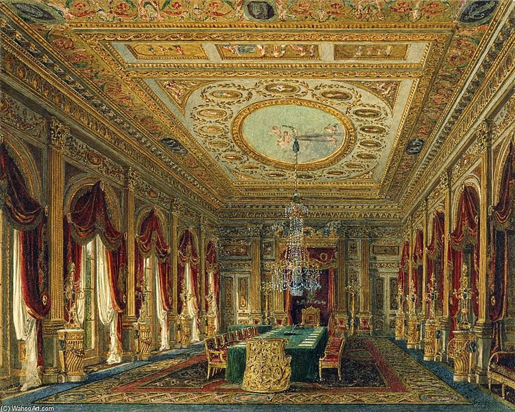 Wikioo.org - The Encyclopedia of Fine Arts - Painting, Artwork by Charles Wild - Carlton House, Throne Room