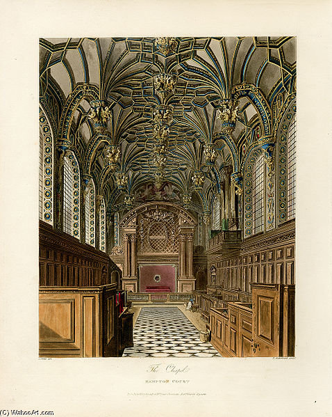 WikiOO.org - Encyclopedia of Fine Arts - Målning, konstverk Charles Wild - Chapel, Hampton Court, From Pyne's Royal Residences