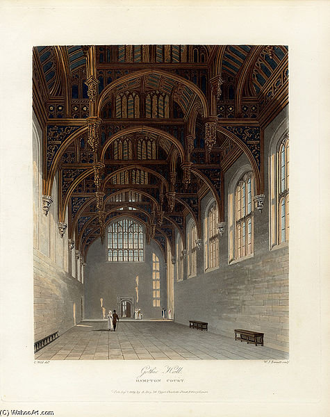 Wikioo.org - The Encyclopedia of Fine Arts - Painting, Artwork by Charles Wild - Gothic Hall, Hampton Court
