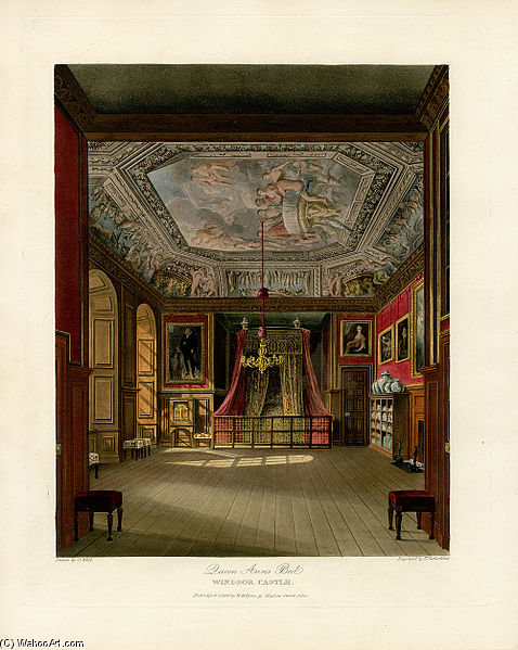 Wikioo.org - The Encyclopedia of Fine Arts - Painting, Artwork by Charles Wild - Queen Ann's Bed, Windsor Castle