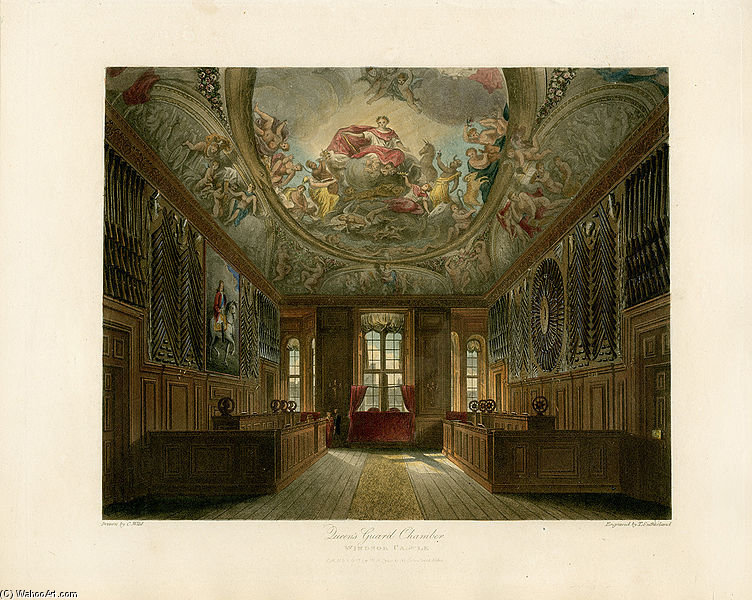 Wikioo.org - Bách khoa toàn thư về mỹ thuật - Vẽ tranh, Tác phẩm nghệ thuật Charles Wild - Queen's Guard Chamber, Windsor Castle