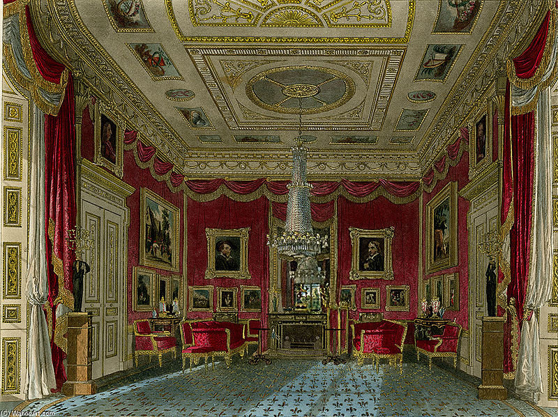 Wikioo.org - The Encyclopedia of Fine Arts - Painting, Artwork by Charles Wild - Rose Satin Drawing Room, Carlton House, From Pyne's Royal Residences -