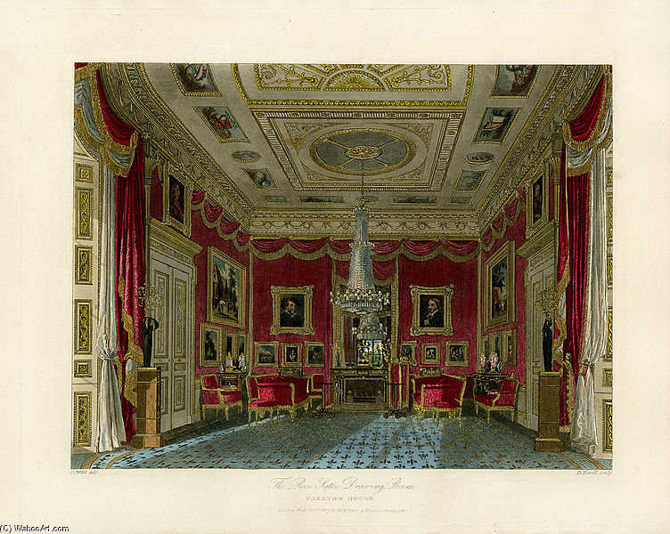Wikioo.org - The Encyclopedia of Fine Arts - Painting, Artwork by Charles Wild - Rose Satin Drawing Room, Carlton House, From Pyne's Royal Residences