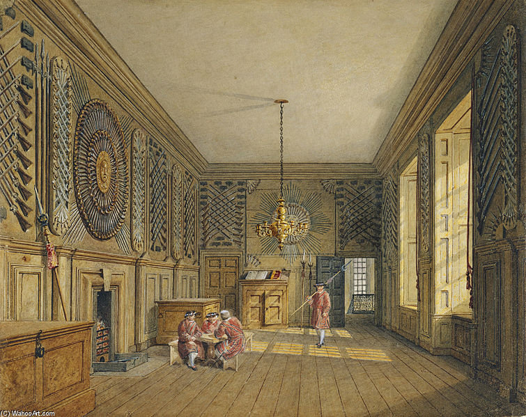 Wikioo.org - The Encyclopedia of Fine Arts - Painting, Artwork by Charles Wild - St James's Palace, Guard Chamber