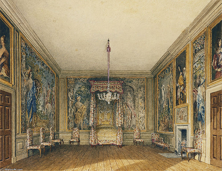 Wikioo.org - The Encyclopedia of Fine Arts - Painting, Artwork by Charles Wild - St James's Palace, Old Bed Chamber