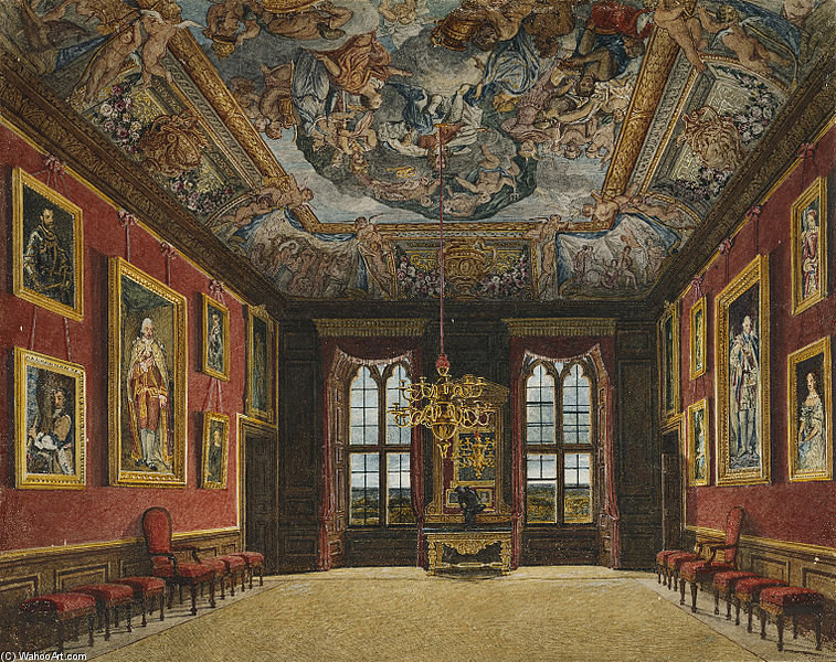 Wikioo.org - The Encyclopedia of Fine Arts - Painting, Artwork by Charles Wild - Windsor Castle, King's Old State Bedchamber