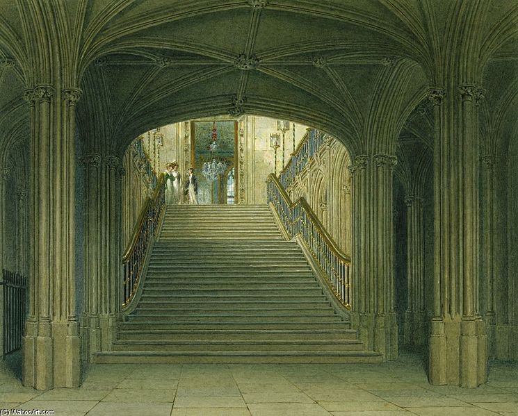WikiOO.org - אנציקלופדיה לאמנויות יפות - ציור, יצירות אמנות Charles Wild - Windsor Castle, Staircase