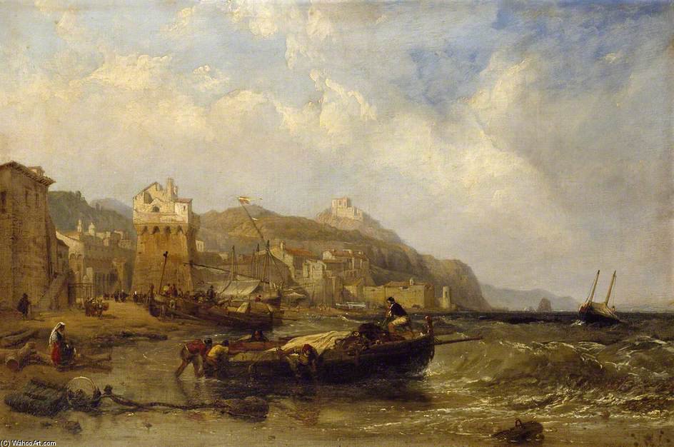 Wikioo.org - The Encyclopedia of Fine Arts - Painting, Artwork by Clarkson Frederick Stanfield - A View Of Vietri In The Gulf Of Salerno