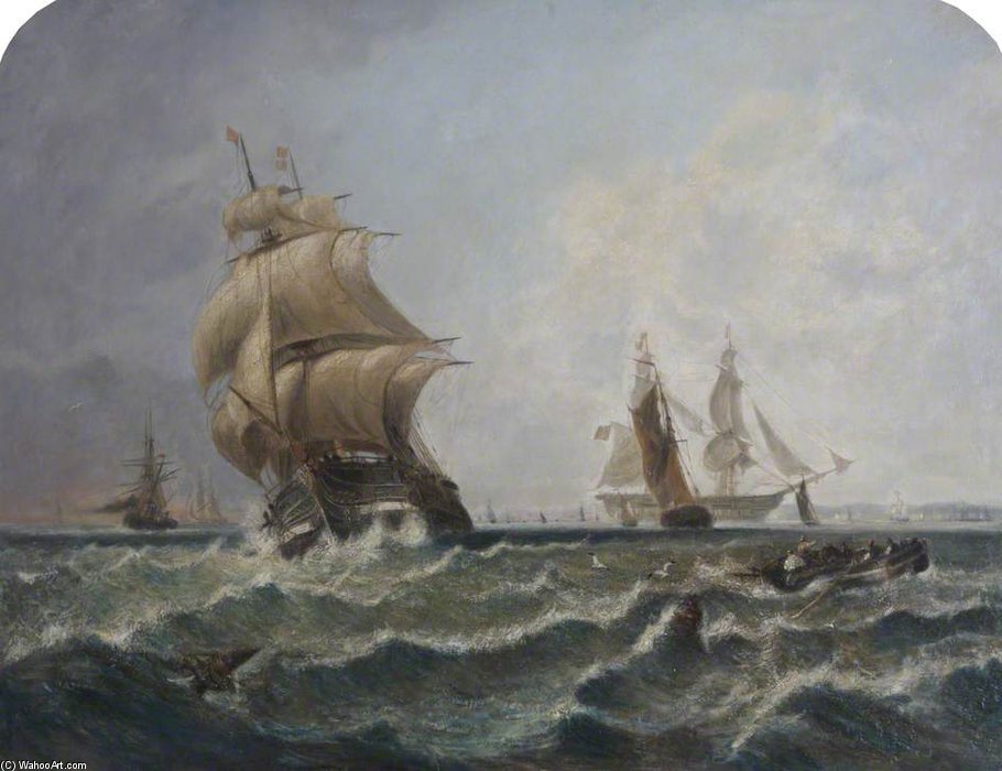 Wikioo.org - The Encyclopedia of Fine Arts - Painting, Artwork by Clarkson Frederick Stanfield - Against Wind And Tide