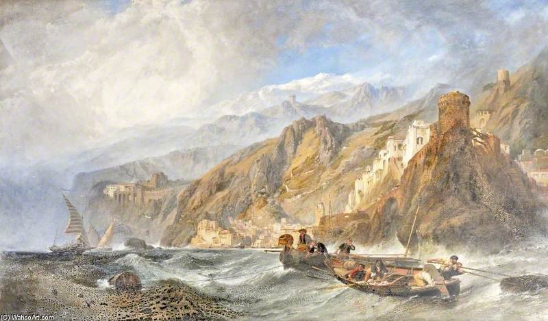 Wikioo.org - The Encyclopedia of Fine Arts - Painting, Artwork by Clarkson Frederick Stanfield - Amalfi, Birthplace Of The Mariner's Compass