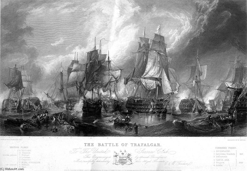 Wikioo.org - The Encyclopedia of Fine Arts - Painting, Artwork by Clarkson Frederick Stanfield - Battle Of Trafalgar Engraving