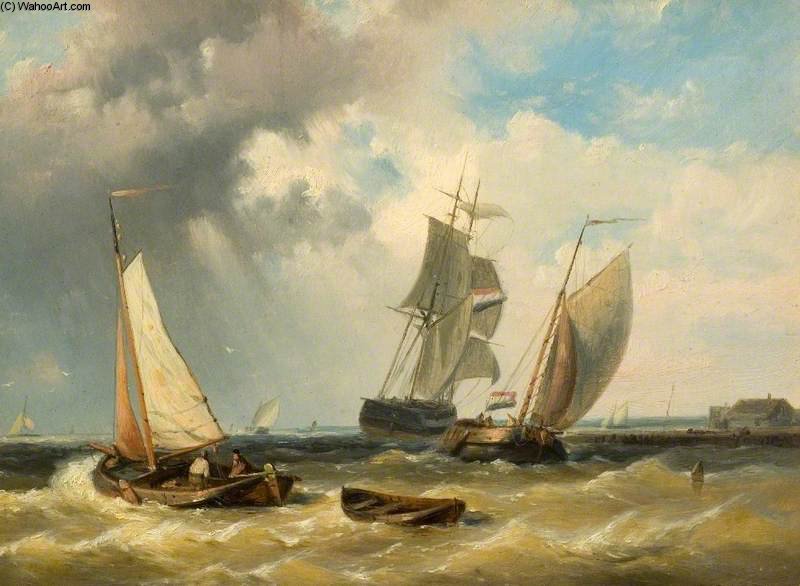 Wikioo.org - The Encyclopedia of Fine Arts - Painting, Artwork by Clarkson Frederick Stanfield - Boats At Sea