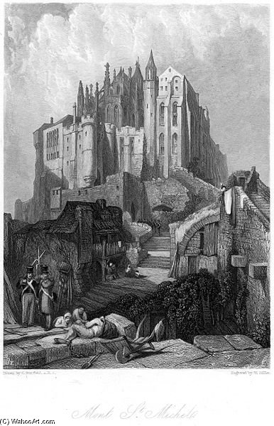 Wikioo.org - The Encyclopedia of Fine Arts - Painting, Artwork by Clarkson Frederick Stanfield - Mont St Michel Engraving