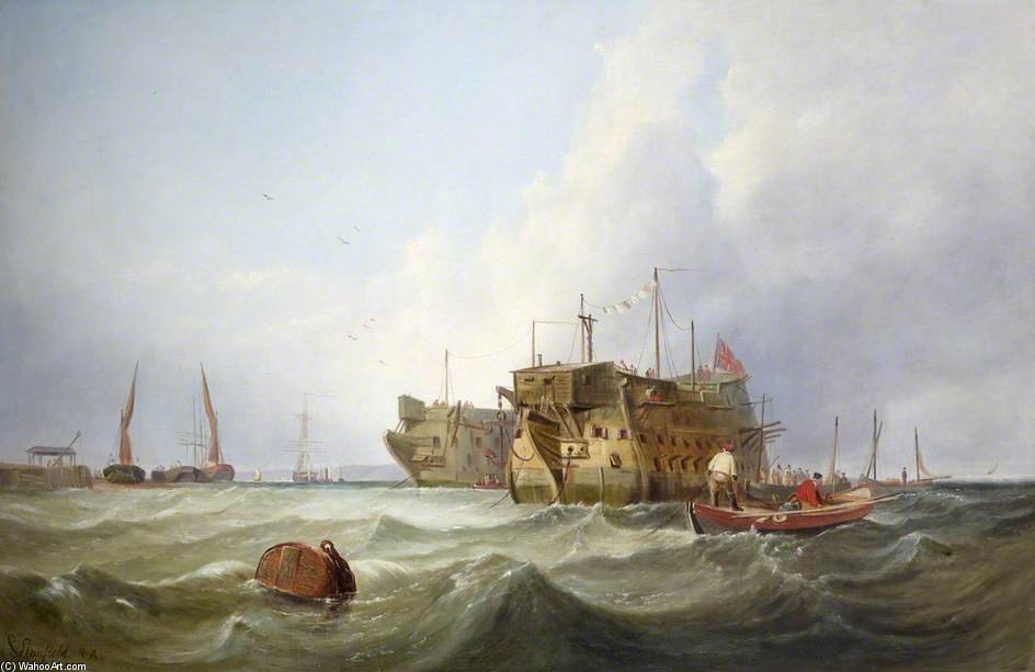 WikiOO.org – 美術百科全書 - 繪畫，作品 Clarkson Frederick Stanfield - 监狱废船等船