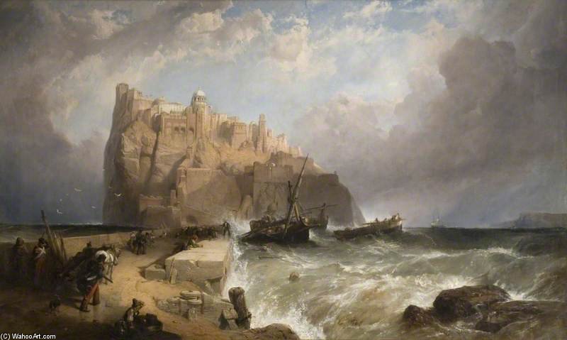 Wikioo.org - The Encyclopedia of Fine Arts - Painting, Artwork by Clarkson Frederick Stanfield - The Castle Of Ischia From The Mole, Italy