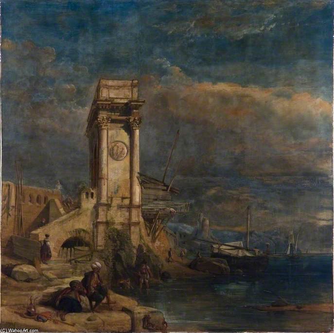 Wikioo.org – La Enciclopedia de las Bellas Artes - Pintura, Obras de arte de Clarkson Frederick Stanfield - el puerto de ANCONA , Italia